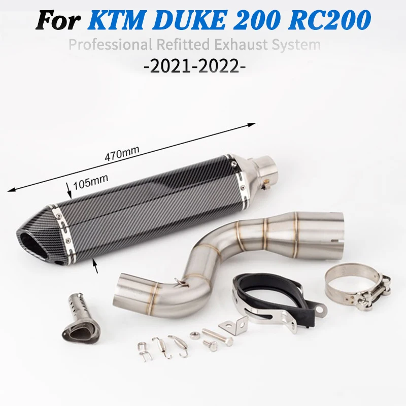 

Слипоны для KTM DUKE200 DUKE RC 200 2020 2021 2022, модификация выхлопных газов мотоцикла, средняя звеньевая труба 51 мм, мото-эвакуатор из нержавеющей стали