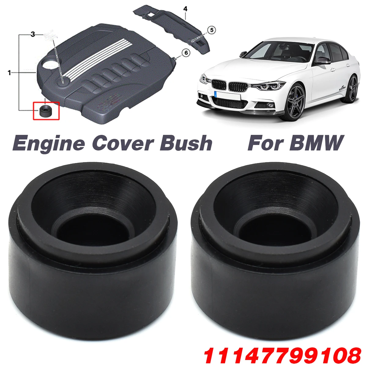 

2X For BMW 2 3 4 5 6 7 Series X1 X3 X4 X5 X6 Engine Cover Rubber Mounting Mount Bush E81 E87 F20 E90 F30 E60 F10 G30 E83 F25 G05