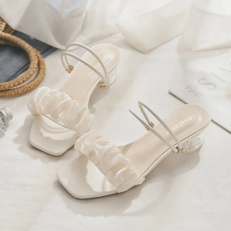 

Summer 2022 New Women Sandals Thick Heel Two Wear One Strap Sandals Female Fairy Wind Female Outer Wear Slippers for Women