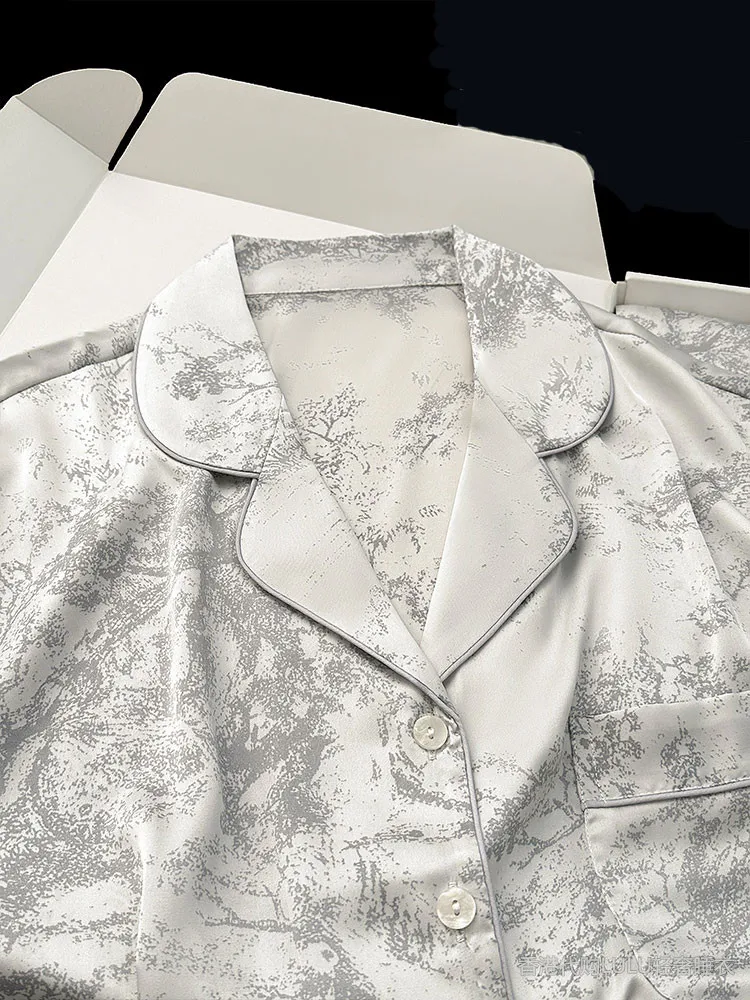 Женская пижама пижамный комплект с синим цветочным принтом одежда для сна брюки