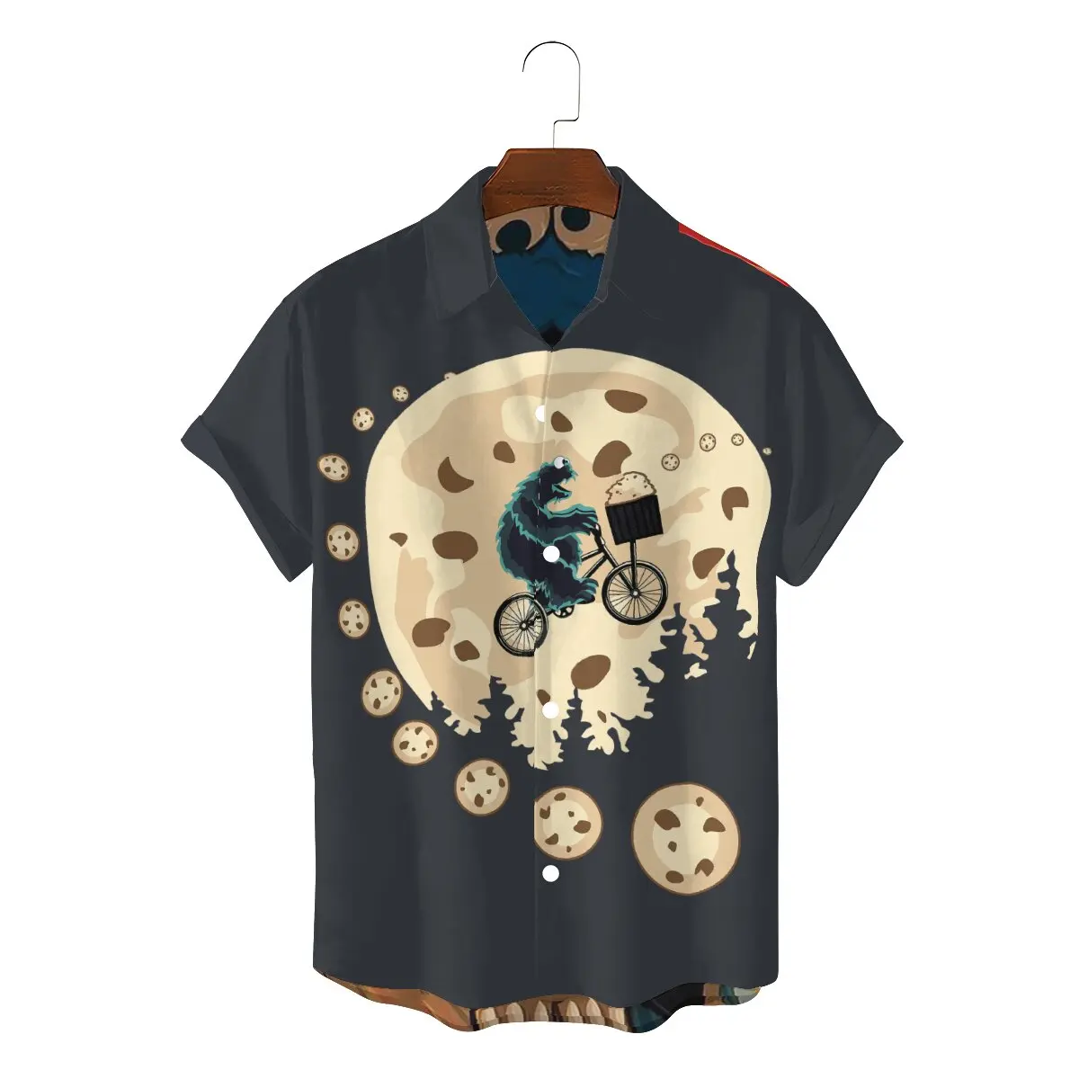 

Your Moon My Cookie Unique 3D Shirt Sesame Street 80s TV Series Casual Hawaii Shirts Hot Sale T-shirt For Adult