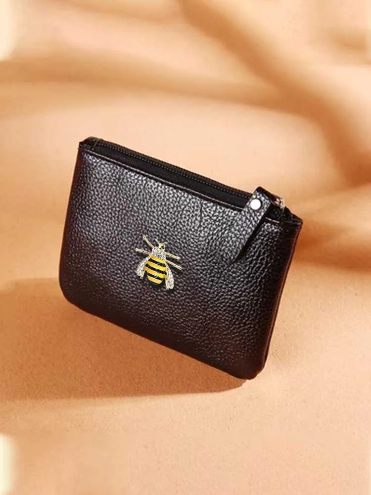 

Качественные кошельки для ключей из искусственной кожи, милые декоративные жемчужные кристаллы для хранения автомобильных ключей и монет, цвет: золото и белый