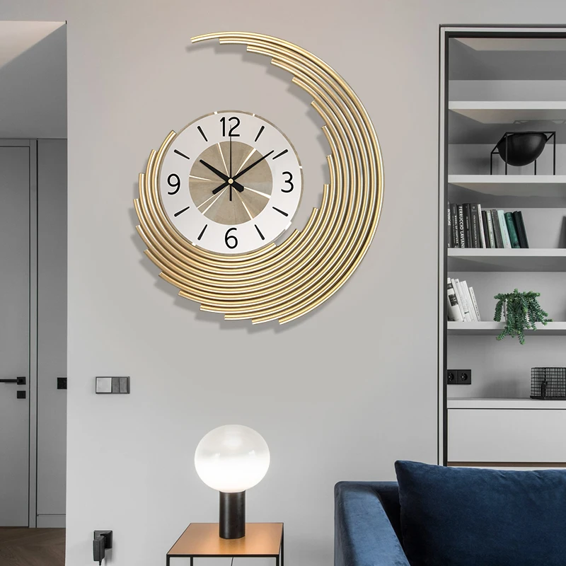 

Modern Luxury Silent Wall Clock Aesthetic Metal Large Wall Clock Unique Living Room Oversize Wohnzimmer Deko Home Decor OB50GZ