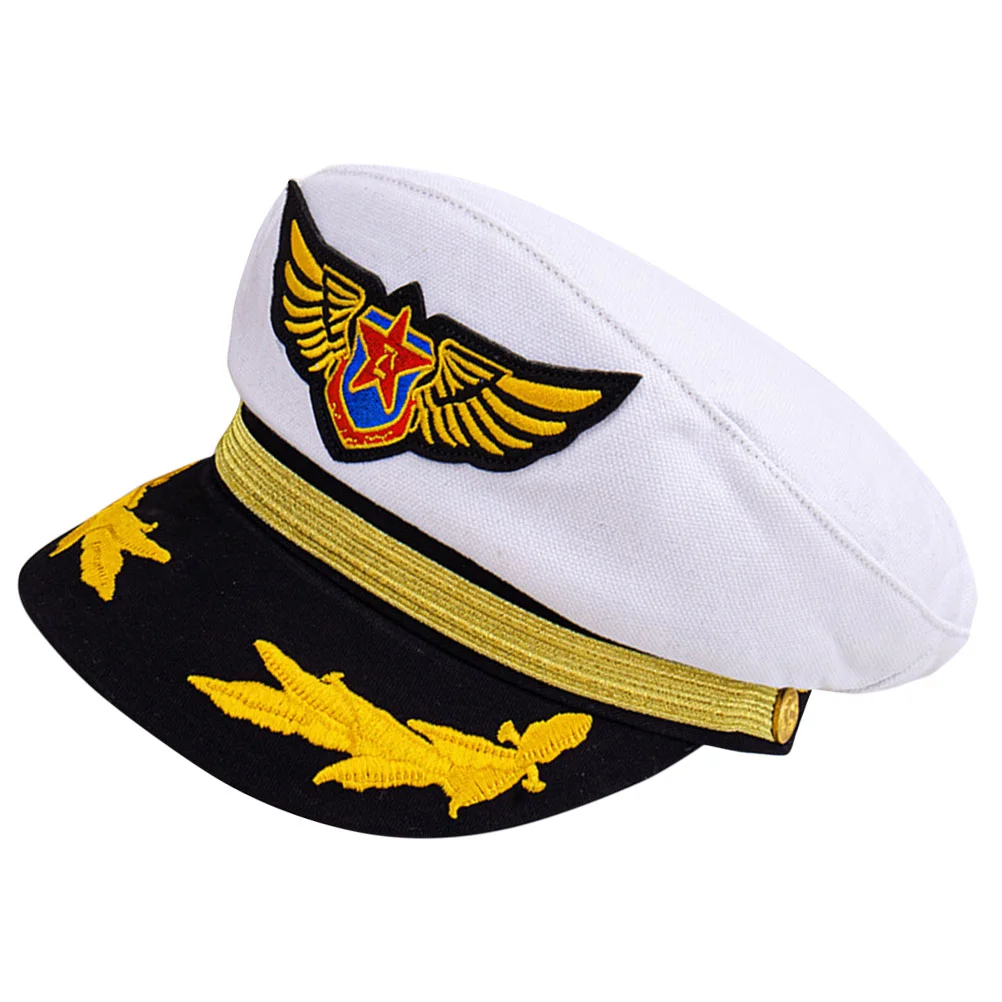 

Prom Decor Navy Cap Pilot Hats Kids Decorate 26x19cm Captain Cosplay Pirate Adult White Cotton Gifts Sailors Child