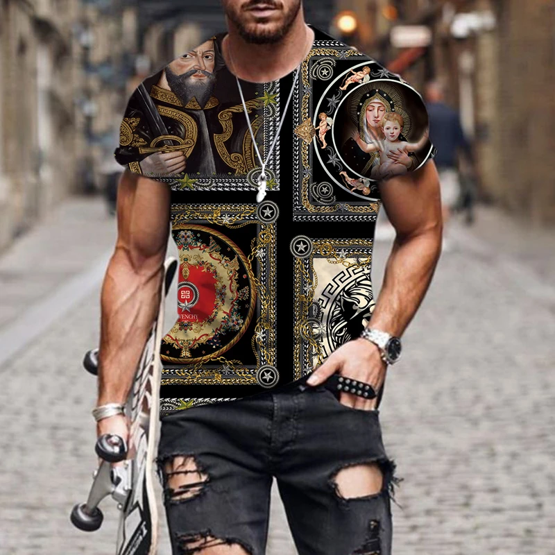 

2022 Men's Summer 3D Printed High end retro style T-Shirt Hip-Hop Oversized T-Shir Style Fashion O-Neck Casual Short Sleeve Tops