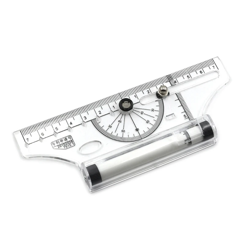 

Stationery Protractor Angles Line Kids Drawing Tool Multi-purpose Rolling Ruler Pulley Centering Parallel Compass-Ruler