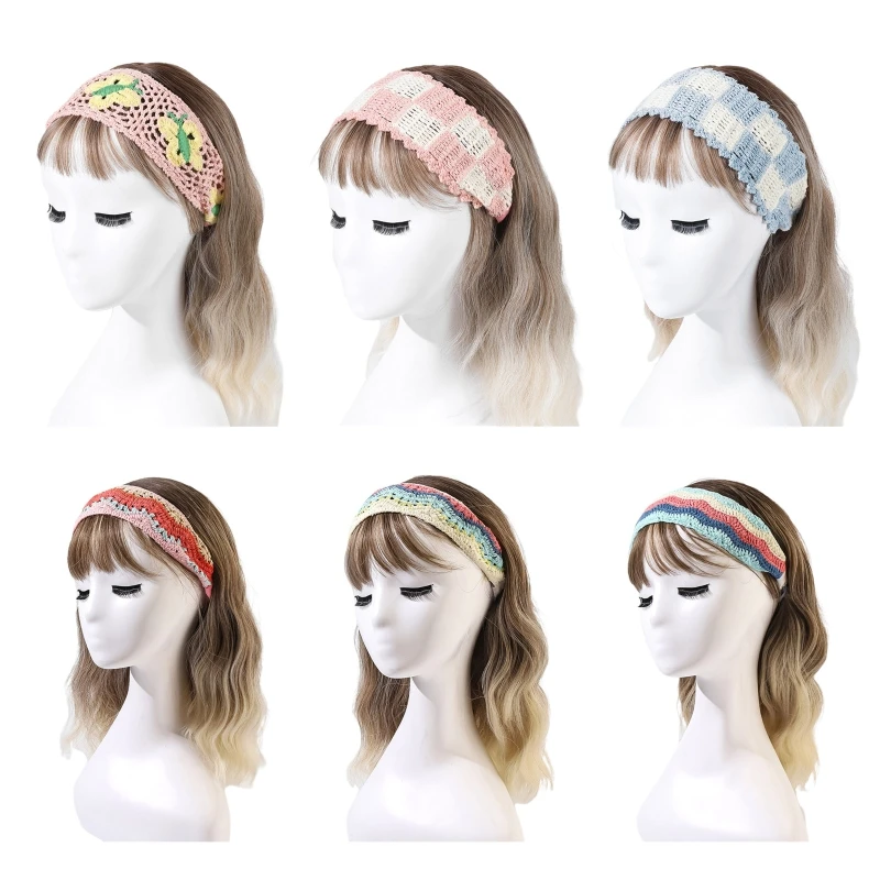 

Women Hollow Out Hairband Crochet Hook Pastoral Bandanas Headband Elastic Hair Bands Turban Head Wrap Lovely Hair Kerchief