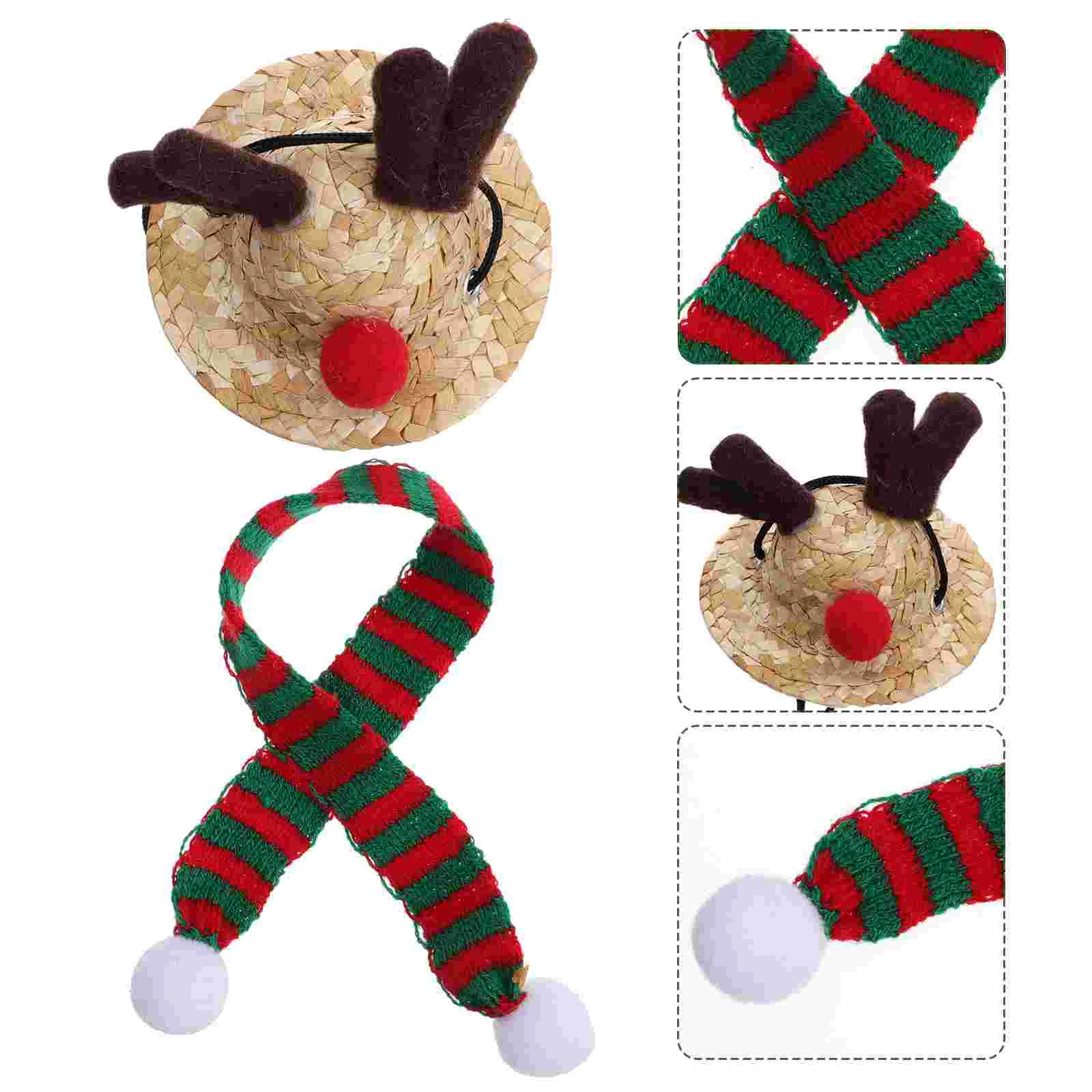 

1 Set of Christmas Themed Lizard Hat Adjustable Crawling Hat Colored Warm Scarf