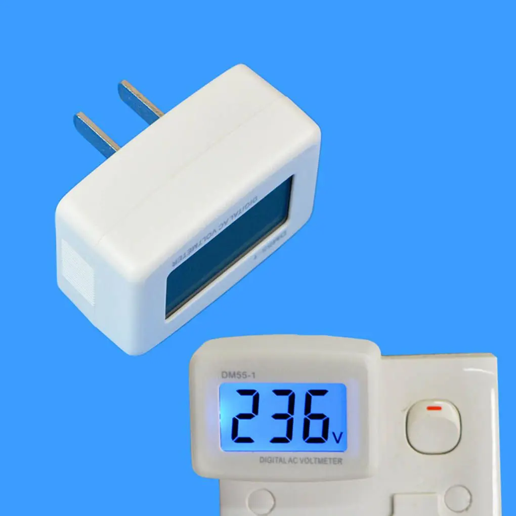 

Portable Household White Plug Type Digital Style Voltmeter Office LCD Voltage Measurement Meter