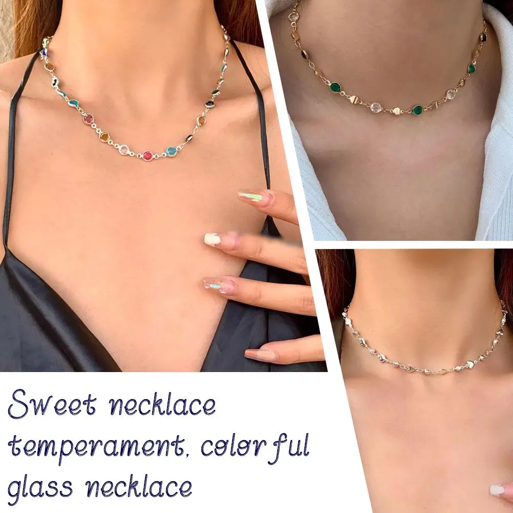 Характерное ожерелье из витражного стекла для женщин изысканное золотистое