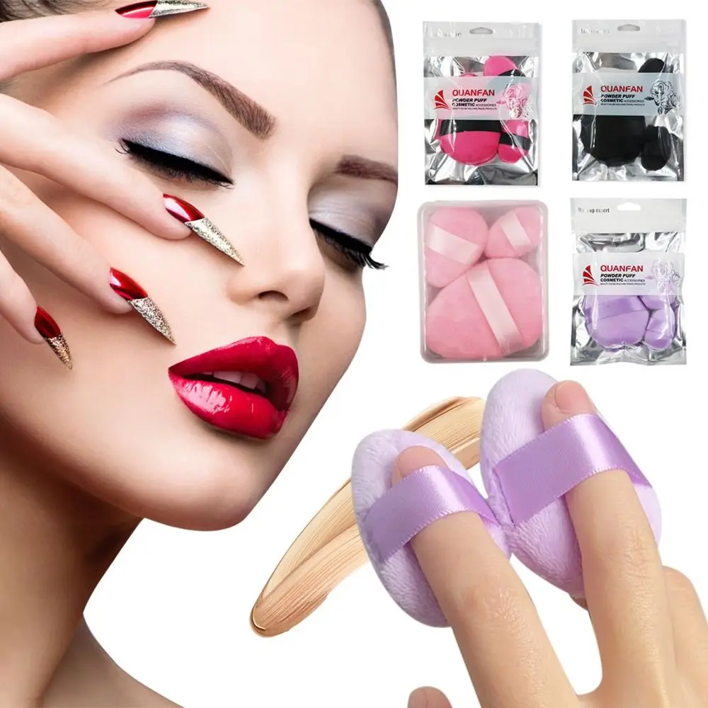 

6Pcs Lightweight with Strap Sponges Cotton Washable Makeup Tool Powder Puff Velvet Puffs Makeup Puffs