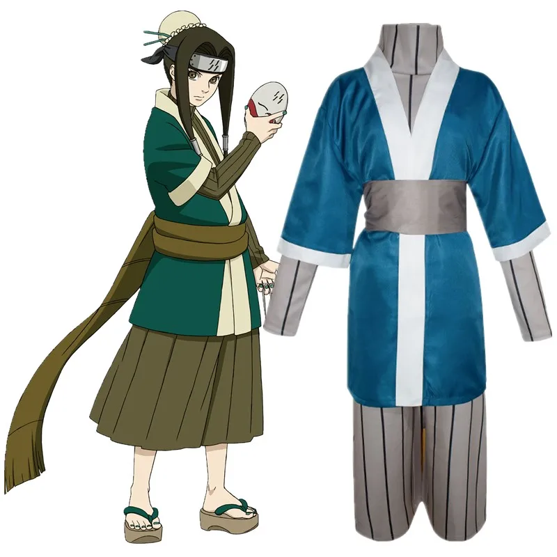 

Anime NARUTO Haku Cosplay Costume Set Top Coat Pants Belt Accessories Suit Halloween Prop