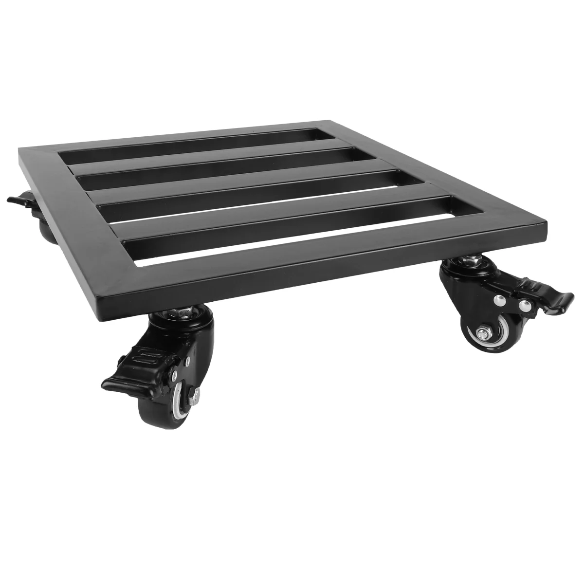 

Square Iron Plant Caddy on Wheels Plant Holder Practical Rolling Tray (Black)