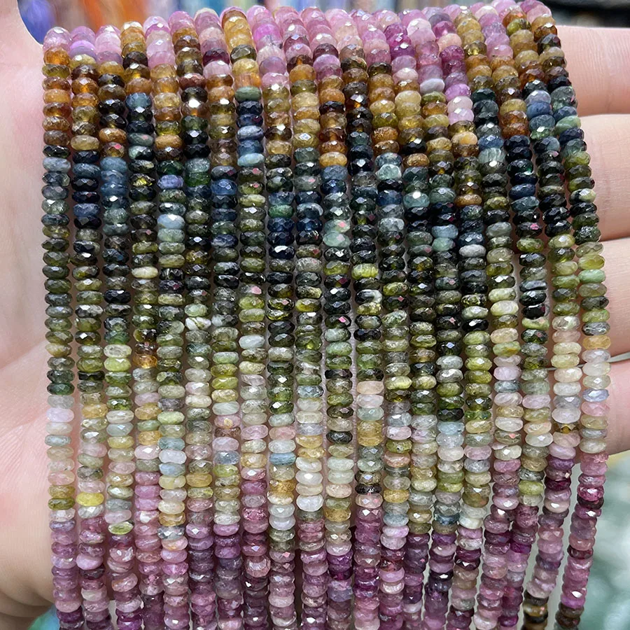 Натуральный цвет турмалин искусственная бусина Маленький граненый разделитель