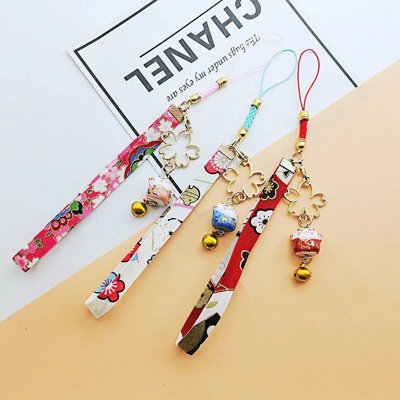 

Janpanese Smart Phone Strap Lanyards For IPhone Samsung Decor Daisy Flower Cat Bell Mobile Phone Strap Hang Rope Phone Charm