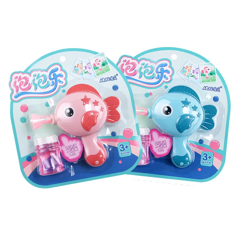 

Bubble Gun Toys Cartoon Fish Soap Water Manual Inertia Bubble Machine Fun Bubble Maker Outdoor Summer Toys For Children Toddler