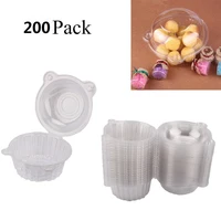 100/200pcs Single Cup Cake Boxes Plastic Disposable Cupcake Muffin Holders Boxes with Domes Lid Cases
