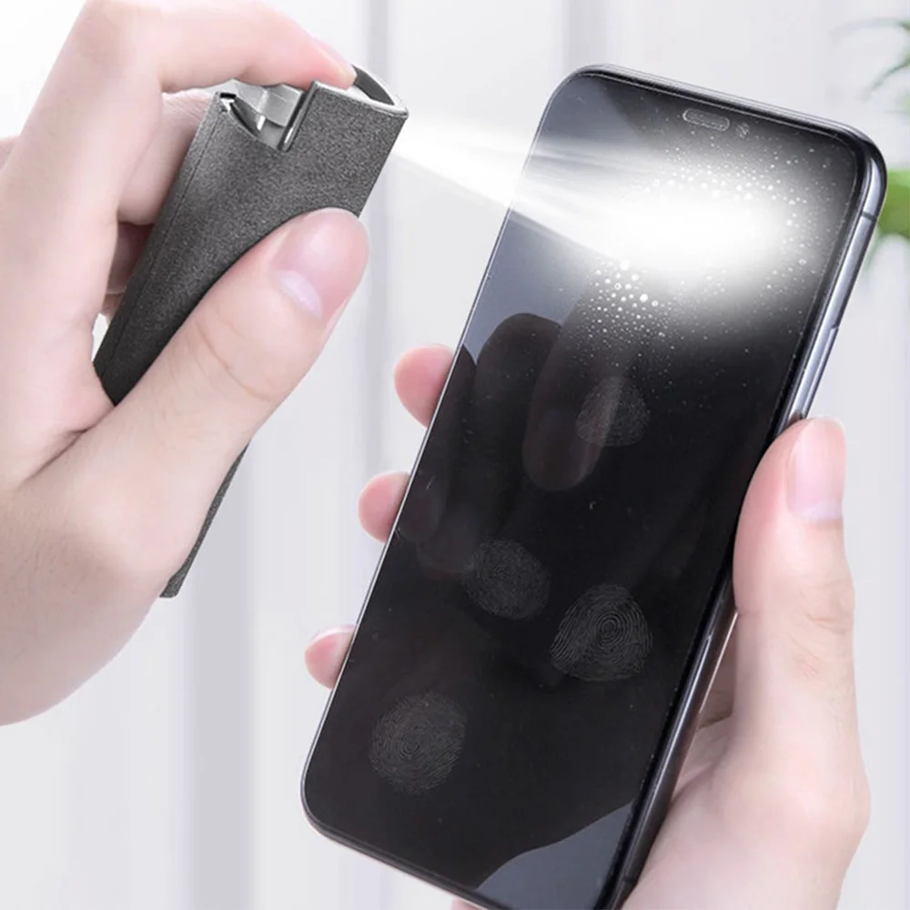 2 in 1 phone screen cleaner spray computer screen dust removal microfiber cloth set cleaning artifact without cleaning liquid free global shipping