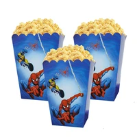 spiderman cartoon printed popcorn box gift bag child birthday party boy hero birthday party favors snack package supplies decor