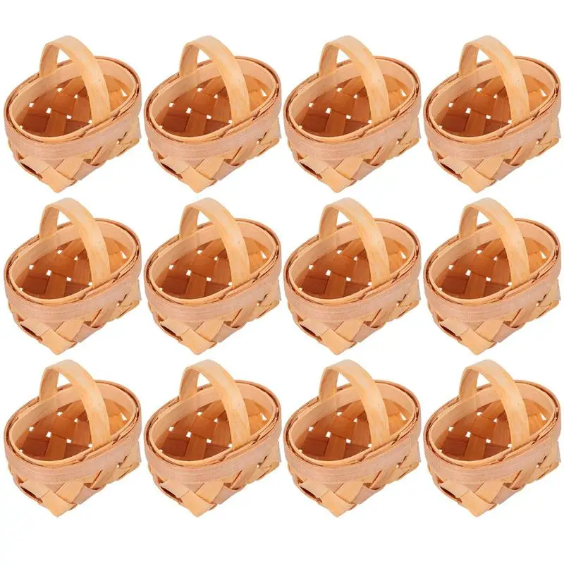 

Basket Mini Baskets Woven Wedding Wicker Gift Wooden Rustic Candy Picnic Flower Wood Handheld With Chip Small Storage
