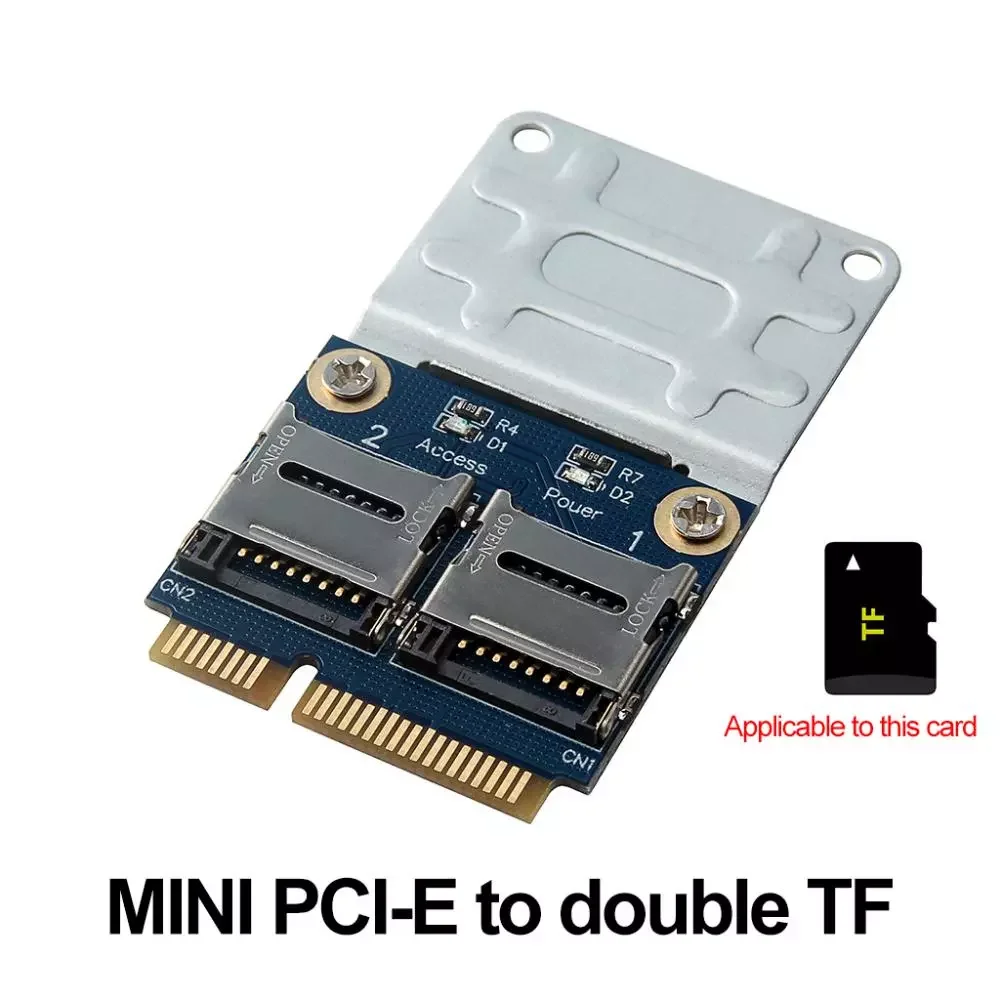 Mini PCI-E Adapter Card For Laptops Dual Micro- SD SDHC SDXC TF To Mini PCIe Memory Card Reader MPCIe To 2 Mini-SD Cards