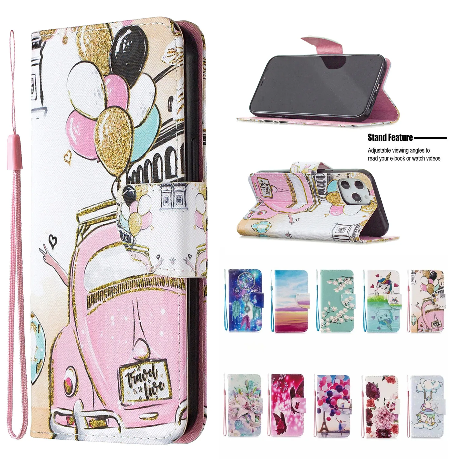 

Painted Flip Leather Case On For iPhone 13 11 12 Pro Max X XS XR 6S 7 8 Plus SE 2020 Phone Wallet Card Holder Stand Book Cover