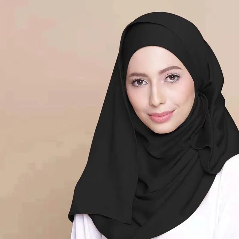 

Fashion Muslim Hijab Scarf For Women Solid Color Shawls Wraps Bandana Head Hijabs Scarfs 90CM Silk Satin Headband Neck Scarves