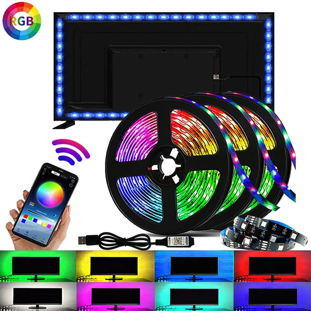 

Bluetooth APP Control RGB LED Light Strip 5050 5V USB Flexible Decoration For Room TV Background Lighting White Luces Led String