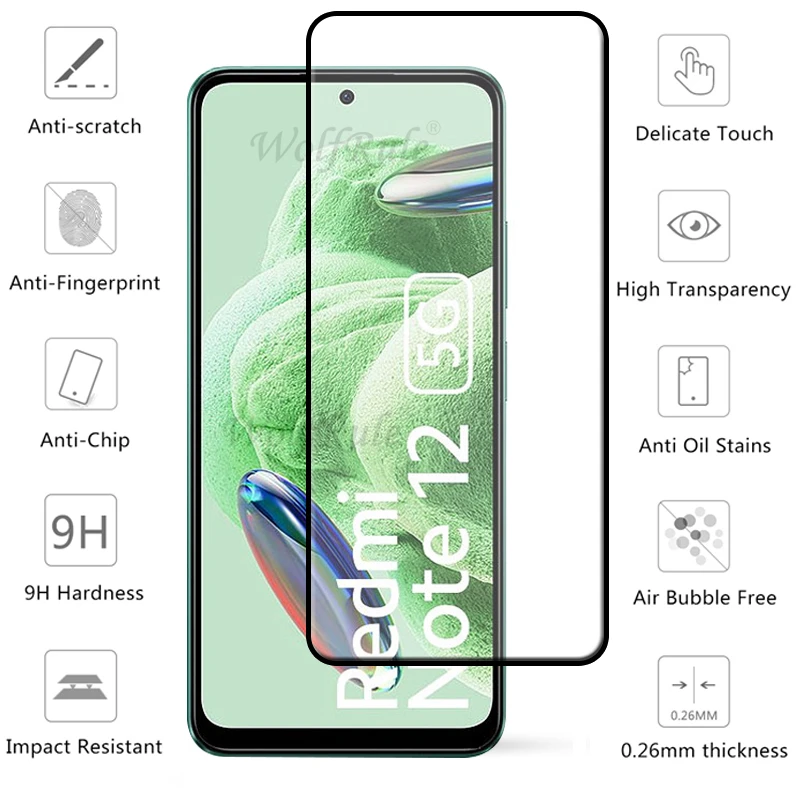 4-in-1 For Redmi Note 12 5G Glass Redmi Note 12 Pro 5G HD 9H Full Glue Cover Screen Protector Xiaomi Redmi Note 12 5G Lens Glass