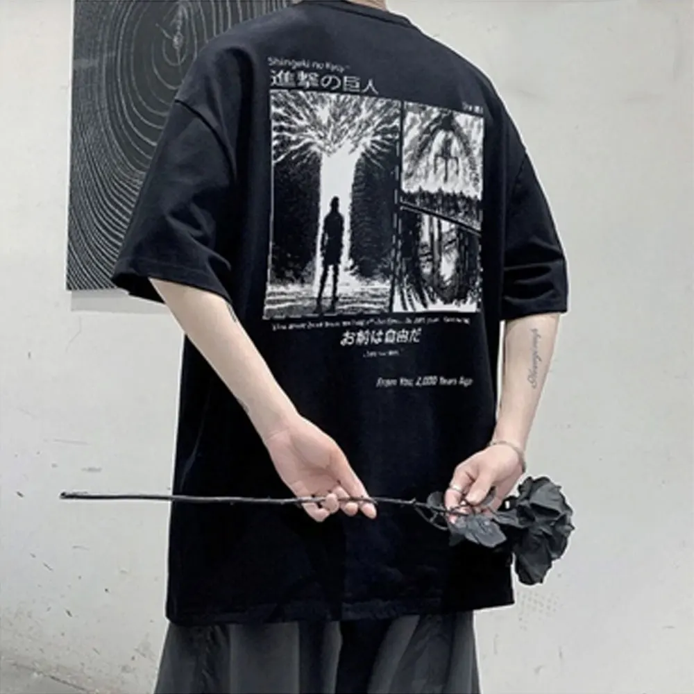 

Anime AOT Attack on Titan Unisex T-shirt Shingeki No Kyojin Season 4 Final Rumbling Eren Yaeger Print T-shirts Streetwear Tees