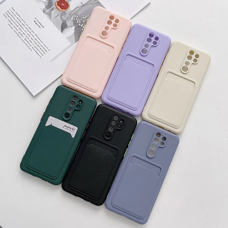 

card Holder wallet Phone Case For xiaomi Mi poco m3 x3 pro Redmi note 8 note 9 note 10 Pro 9T lens Liquid Silicone protect Cover