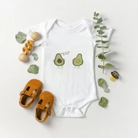 avocado series fruit printing maternity leave newborn girls clothing supplies matching one piece 0 12 months casual simple white