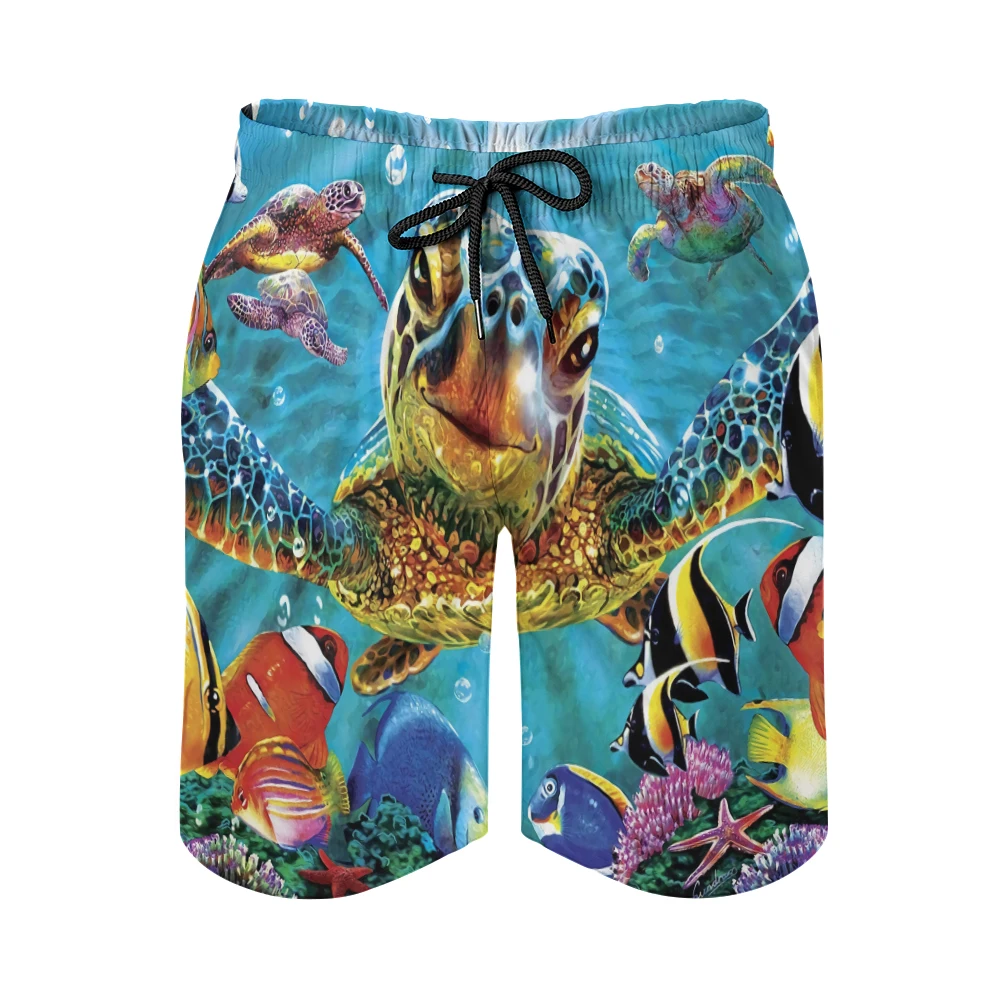 

2022 new summer underwater world turtle 3D printing shorts loose beach pants vacation fashion casual shorts men