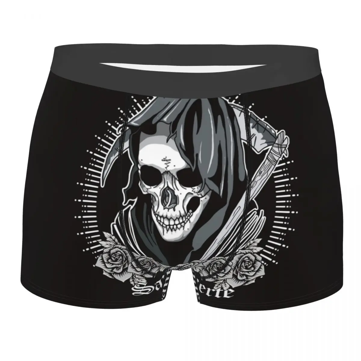 

Custom Santa Muerte Female Deity Mexican Satanic Dead Sugar Skull Underwear Men Breathbale Boxer Briefs