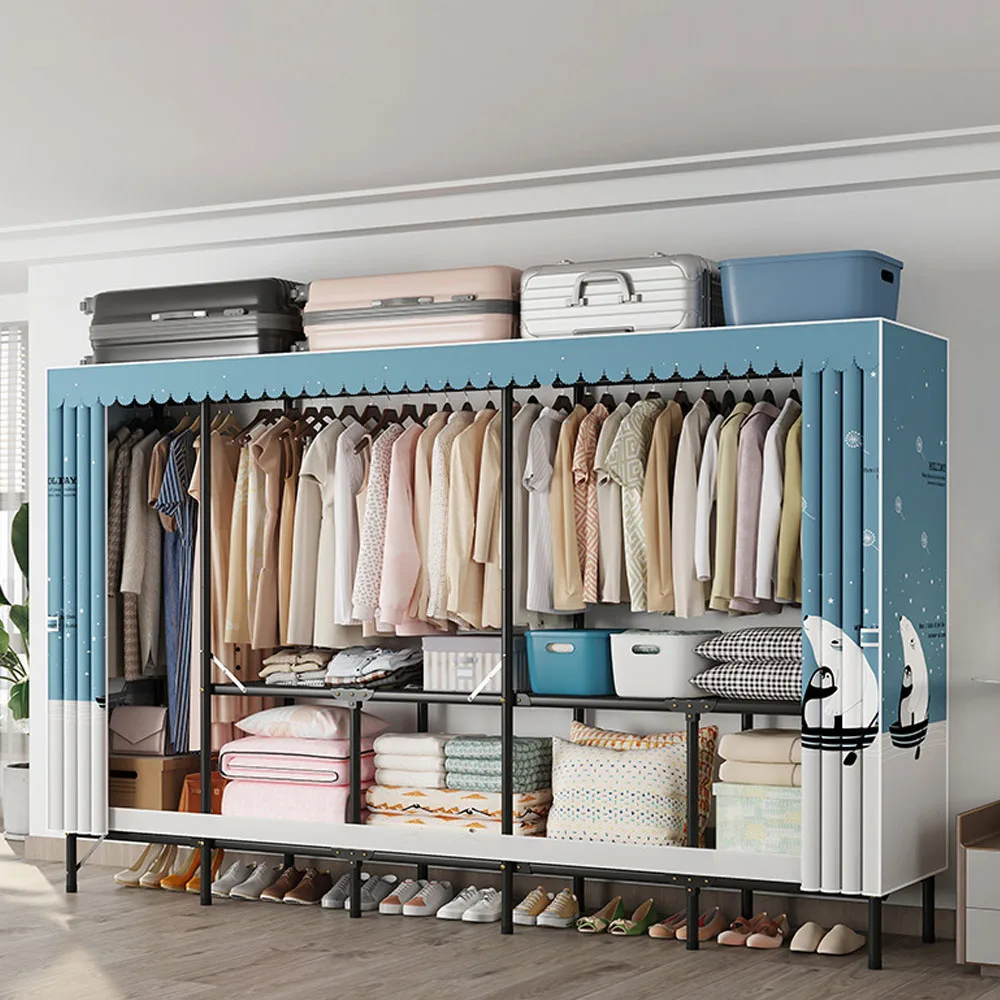 

Folding Wardrobes Push-Pull Storage Locker Large Capacity Clothing Cupboard Integrated Frame Triangle Reinforce