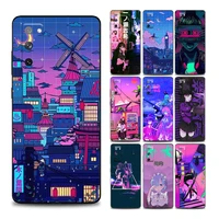 vaporwave glitch anime phone case for samsung galaxy s7 s8 s9 s10e s21 s20 fe plus note 20 ultra 5g soft silicone