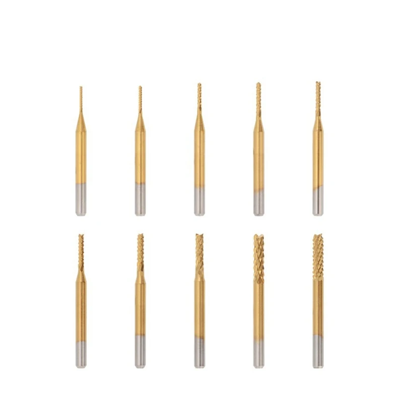 

10Pcs CNC Machine Router Bit PCB Carbide End Mill Tool Cutting Bits CNC Milling Cutters Kit