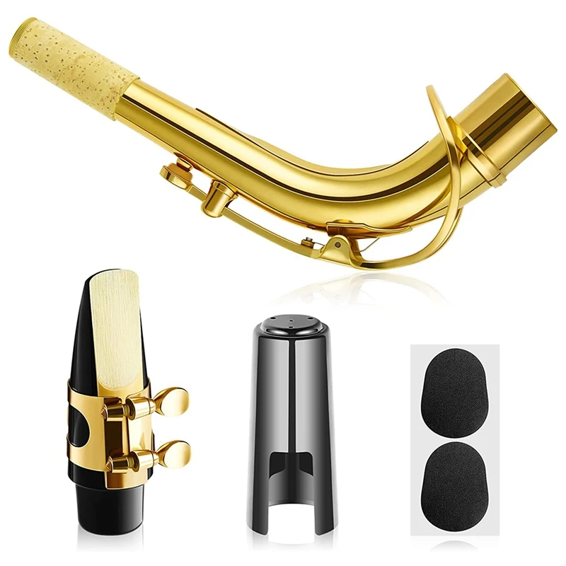 

2.5Mm Alto Saxophone Sax Bend Neck Brass Material, 7 Pcs Replacement Part Includes Saxophone Mouthpiece