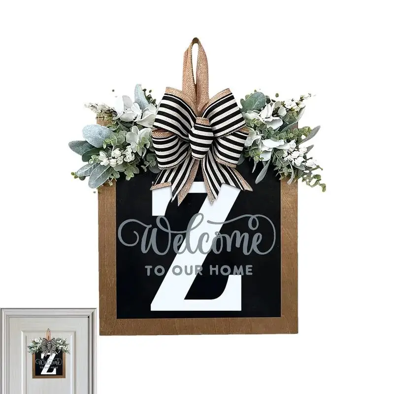

Фамилия, венок для входной двери, 26 букв, приветственный знак, висячий венок для входной двери, 2023 искусственные аксессуары для фермерского ...