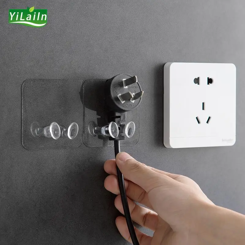 

YiLaiIn (3pcs)Transparent Plug Hook, Kitchen Wall Hanging, Adhesive Hook, Power Bracket, Strong Adhesive Socket Holder