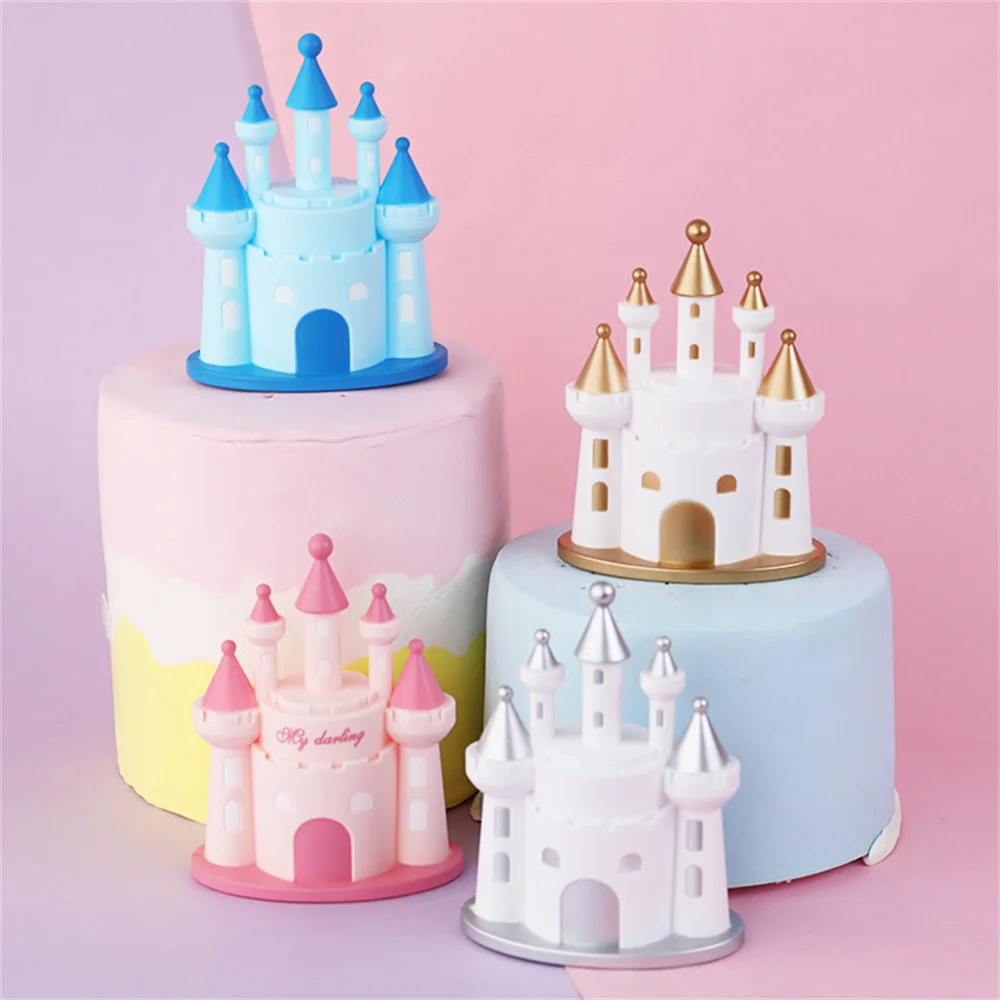 

Cute Castle Cake Topper Cupcake Decoration Party Birthday Prince Princess Kids Favor Home Desk Car Decor Wedding Cake Flag