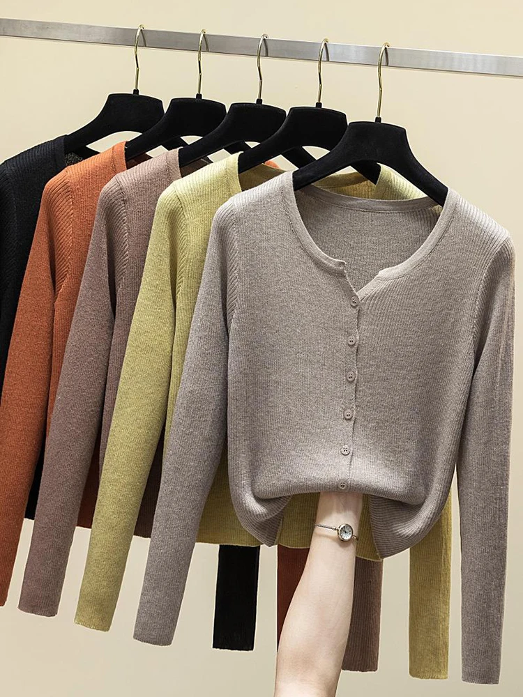 

2023 Autumn Sweater Cardigan Women Single Breasted Knitwear Long Sleeve Warm O-neck Female Cardigans Solid Casual Sweater