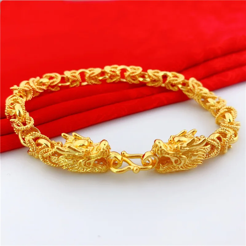 

Fashion 14K Gold Color Fried Dough Twists Hollow Out Bracelet for Men Bro Fine Jewelry Luxury Bracelet Not Fade Jewelry Gifts