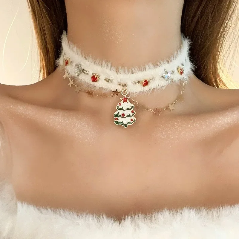 Универсальное рождественское жемчужное ожерелье со снежинками женское милое