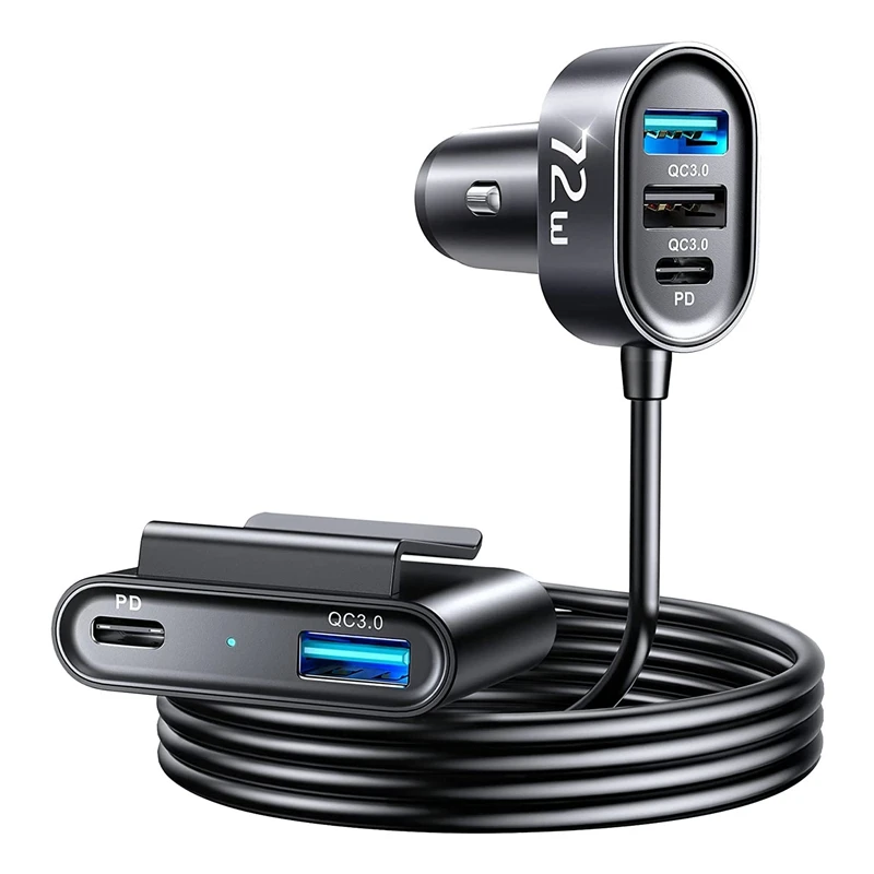 

Автомобильное зарядное устройство 5 в 1, 72 Вт, USB C, PD 3,0/QC 4,0/3,0/PPS 25 Вт