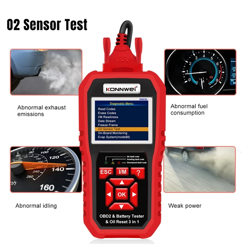 3 в 1 диагностический сканер KONNWEI KW890 для диагностики и сброса масла