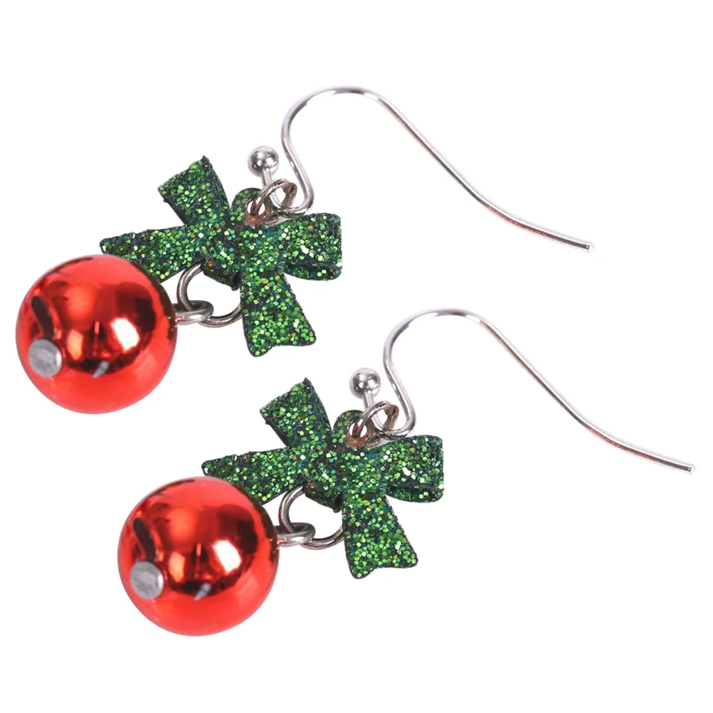 

Earrings Christmas Drop Dangle Bowknot Glitter Earring Bell Metal Snowman Enamel Theme Ear Stud