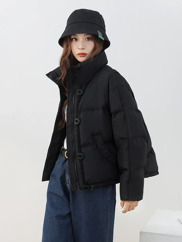 Женская короткая куртка на утином пуху новинка зимы 2024 корейская свободная