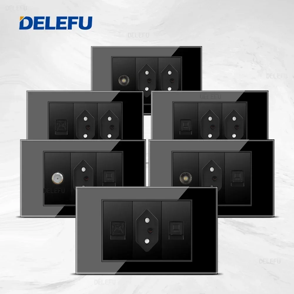 DELEFU Черная стеклянная панель стандартная серия Swiss-Brail 118*74 мм настенная