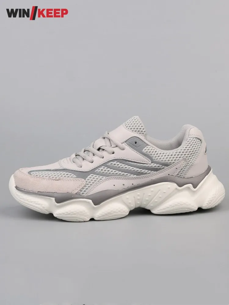 

Outdoor Spring Summer Mens Running Trainers Patchwork Breathable Mesh Walking Sport Shoes Platform Gym Fitness Jogging Sneakers